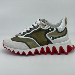 Christian Louboutin White and Olive SHARK SNEAKERS Pay With AFFIRM